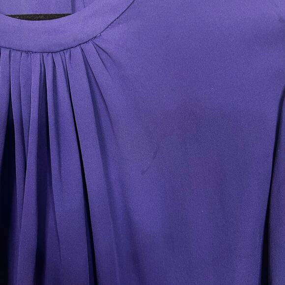 Halston Heritage Silk Button Back Long Sleeve Blouse Top Purple Size 4 Crew Neck - Picture 3 of 11